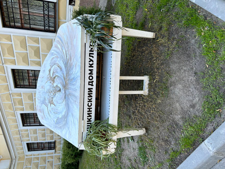 Pushkin, installation, piano, flowers, summer, Saint Petersburgの写真素材