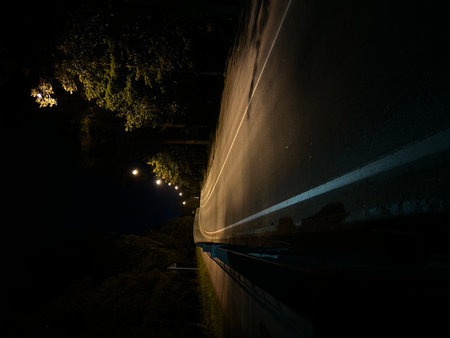Long exposure photo of a bridge at night. Long exposure photography.の写真素材