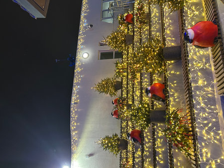 Christmas decorations on a building in the city of Seoul in South Koreaの写真素材
