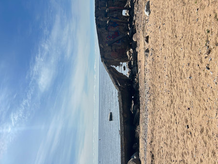 Abandoned ruins of a military fort on the coast of the Baltic Sea.の写真素材