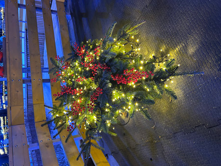 christmas decoration in the city, xmas and new year conceptの写真素材