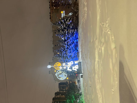 New York City streets at night. New York is the most populous city in the United Statesの写真素材