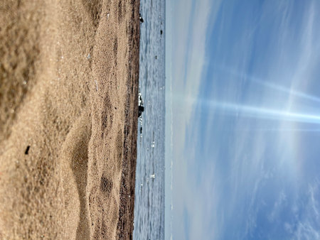 View of the Baltic Sea from the beach of Gdansk, Poland.の写真素材