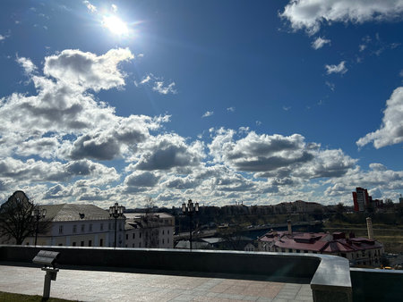 View of the city of Lviv, Ukraine. Sunny spring day.の写真素材