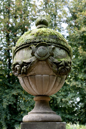Old garden sculpture at Clausholm Castle near Randers, Denmarkの写真素材