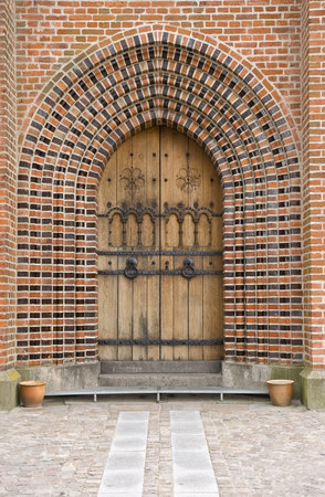 Church door. Shot from Sortebroedre Church at Viborg, Denmarkの写真素材