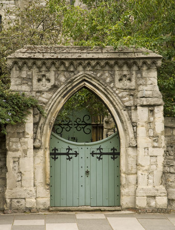 Small gate near Regents Canal, London, United Kingdomの写真素材