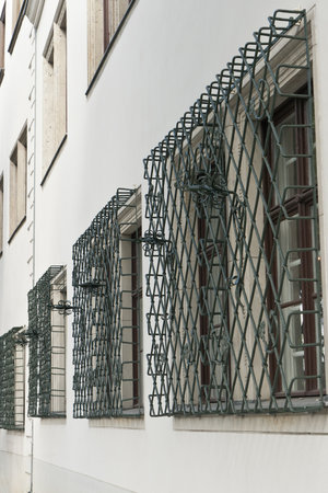 Window bars on a building in Berlin, Germany