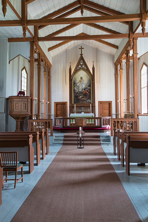 Inside the wooden church at Trysil, Norwayのeditorial素材