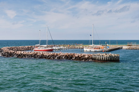 Small yacht harbour on the island Tunoe, Denmarkの写真素材