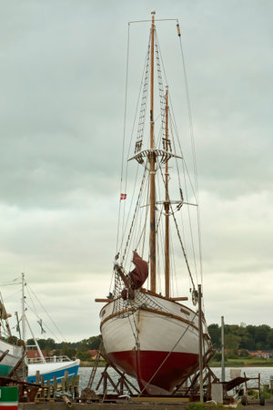Old sailing ship on a shipyard at Egernsund, Denmark