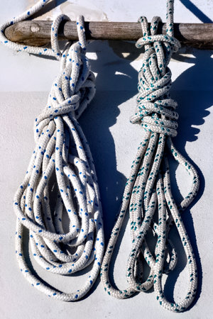 Closeup on ropes on a sailboat