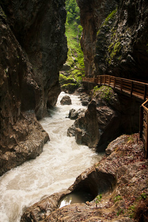 Lichtensteinklamm Gorge close to St. Johann in the Province of Pongau in the Salzburger Land, Austria.の写真素材