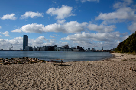 A city view on a clear dayの写真素材