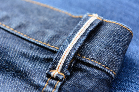 close up of denim belt loopの写真素材