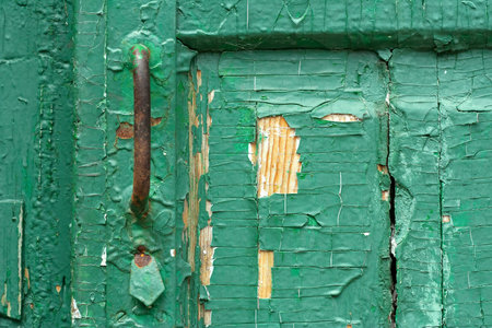 Detail of old door handles and locks. Texture, backgroundの写真素材