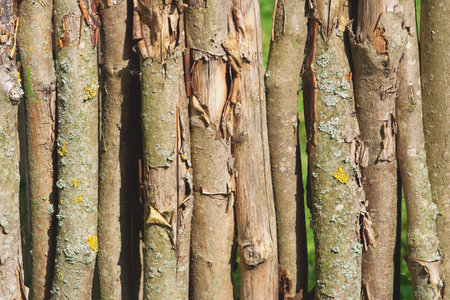 Fence, woven from wooden rods. Traditional rural buildingの写真素材