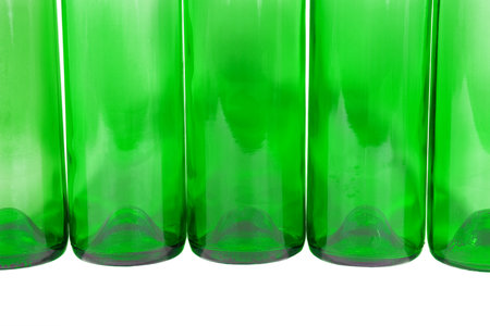 Green empty wine bottles in a row  Texture, backgroundの写真素材