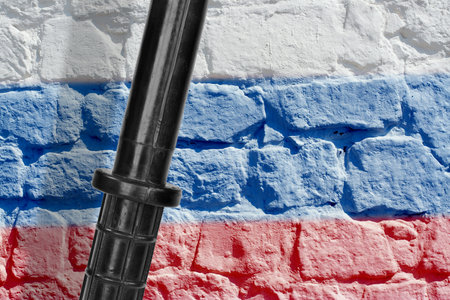 Baton on the background image of the Russian flag の写真素材