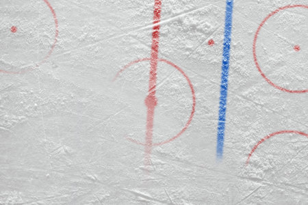 Ice the hockey field with marking. Concept, hockey, background, textureの写真素材