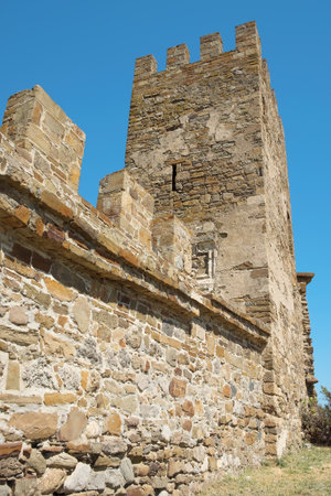 Detail of the walls and towers of the old fortress citadel. Architecture, exterior, historyのeditorial素材