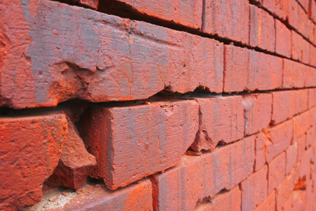 Fragment of the old brick fortress wall. Architecture, fortification, exterior