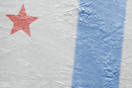 Blue line, red star and hockey arena. Concept, hockey, season, backgroundの写真素材