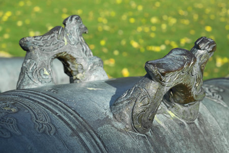 Part of an old artillery gun. Artillery, history, Borodinoのeditorial素材