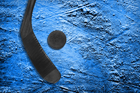 Fragment of a conceptual sports background and accessories, hockey seasonの写真素材