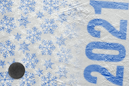 Fragment of conceptual sports background with pattern and puck. Concept
