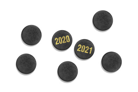 Hockey accessories close up on a white background. Accessory, hockey, season