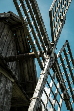 Unused wooden mill building. Exterior, decoration, largeの写真素材
