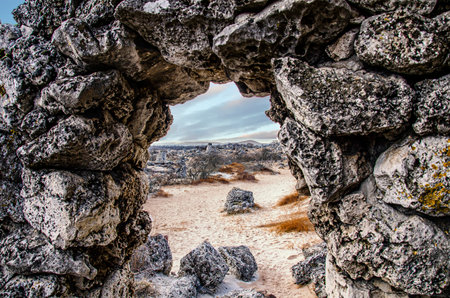 Pobiti Kamani, orThe Stone Desert, is a desert-like rock phenomenon located on the north west Varna Province border in Bulgaria. It is considered the only desert in Bulgaria and one of few found in Europe.[citation needed] The desert consists of sand duneの写真素材