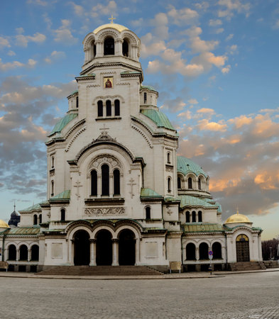 The St. Alexander Nevsky Cathedralis a Bulgarian Orthodox cathedral in Sofia, the capital of Bulgaria. Built in Neo-Byzantine style, it serves as the cathedral church of the Patriarch of Bulgaria and it is one of the largest Christian church buildings, asの写真素材