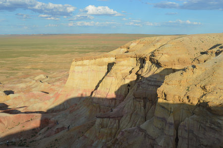 Uneven Cliff Edge of the Mongolian White Stupa 30 meters high and 100 meters wide.の写真素材
