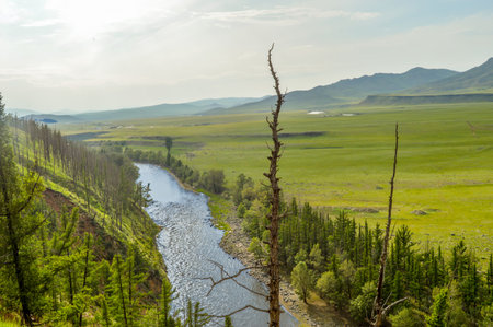 Almost 700 miles long, the Orkhon River has the distinction of being Mongolias longest river.の写真素材