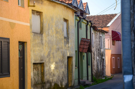 Quiet and Empty Winding Streets of Podgorica, Montenegroの写真素材