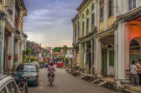 View Down the Love Street in Penang, Malaysiaのeditorial素材