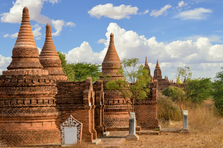 Stupas and Pagodas Lined Up Like Soldiers In Bagan, Myanmarの写真素材