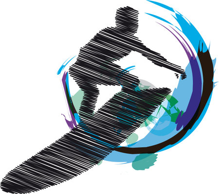 Abstract sketch of surferのイラスト素材