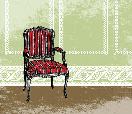 Interior design scene with an armchairのイラスト素材