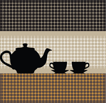 Teapot and cups illustrationのイラスト素材