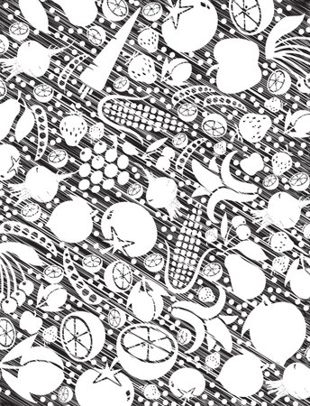 Fruits and Vegetables pattern illustrationのイラスト素材