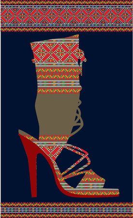 Ethnic Woman Shoe, vector illustrationのイラスト素材