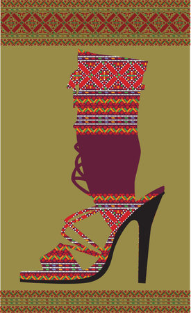 Ethnic Woman Shoe, vector illustrationのイラスト素材