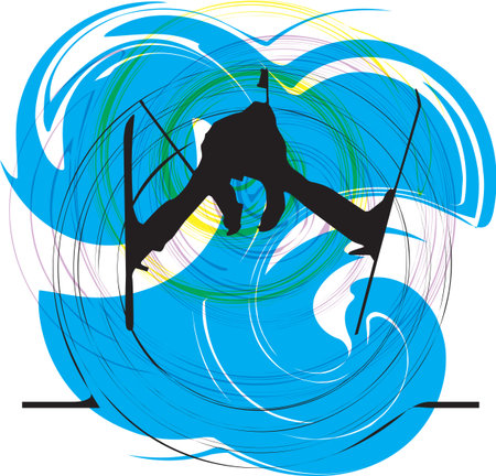 Skiing illustrationのイラスト素材
