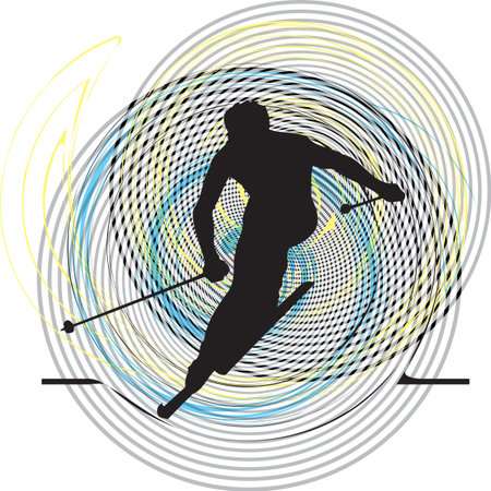 Skiing vector illustrationのイラスト素材