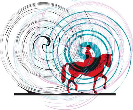 Abstract horses silhouettes. Vector illustrationのイラスト素材