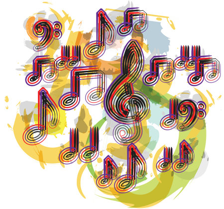 music notes vector illustrationのイラスト素材