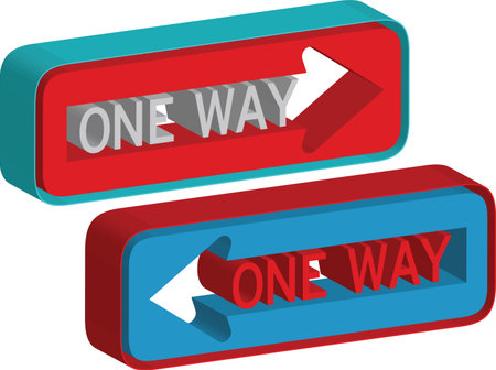 3d one way sign, Vector illustration